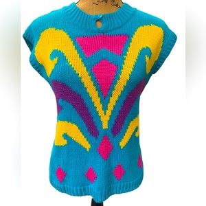 Women’s Vintage Colorful SML Sport sleeveless knit Sweater